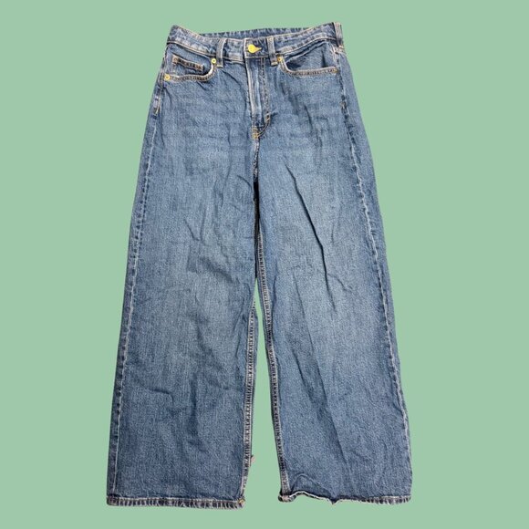 H&M &Denim High-Waisted Wide-Leg Jeans – Size 4 (Y2K Baggy Fit) - Picture 3 of 9